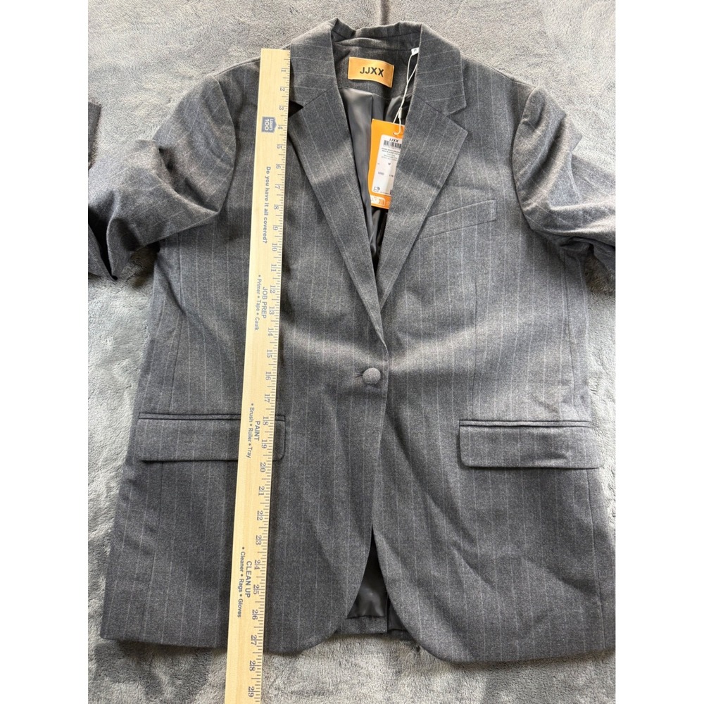NWT JJXX women's Mary Brushed Reg Blazer TLR SN Dark Grey Pinstripe - Picture 6 of 11